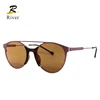 High quality trendy wide sport polarized sun glasses big round 2017 titanium with logo and black mirror