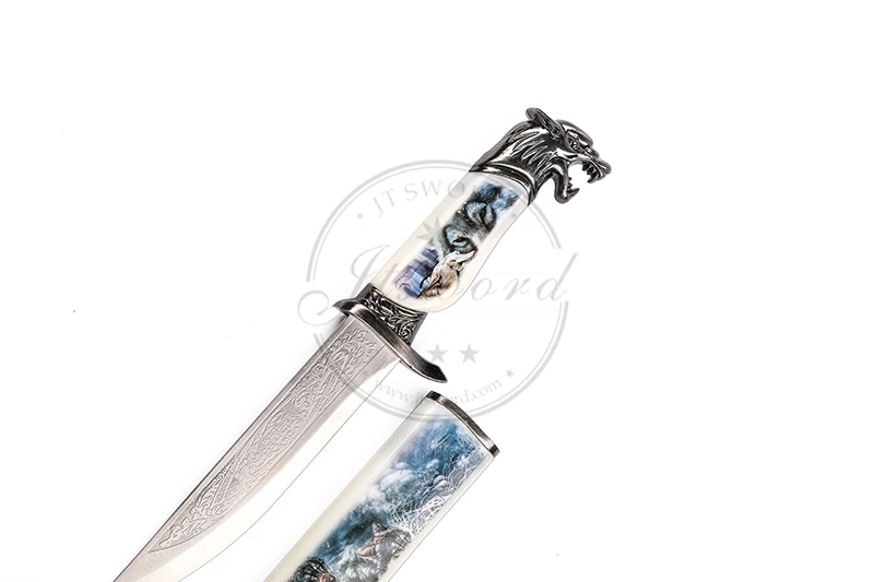 Fantasy Wolf Bowie Gift Knife With Painted Scabbard Souvenir Buy Wolf Knife Gift Knife Fantasy Knife Product On Alibaba Com