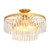 round ceiling mounted crystal chandelier Two circles of gold modern light ceiling iron Living dining bedroom ceiling light