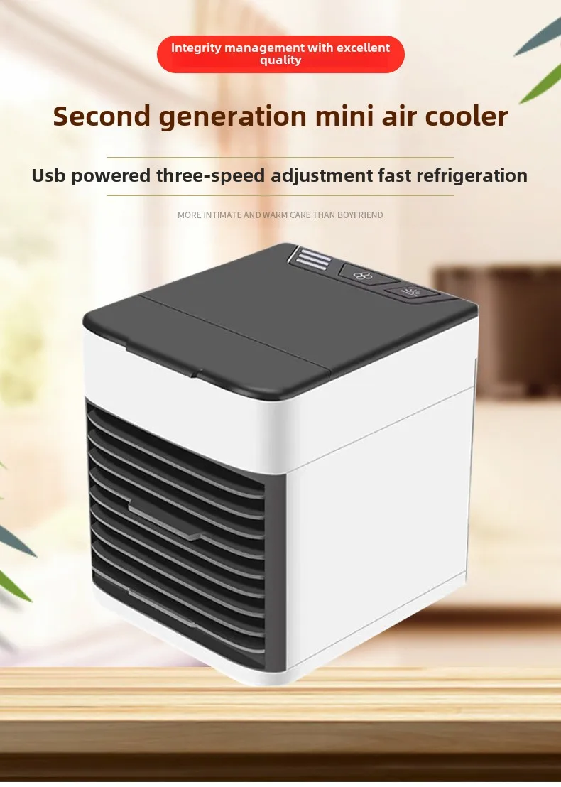 Portable Second-Generation Mini USB Air Cooler Water Cooling Spray Mobile Desktop Small Refrigeration Electric Fan Back
