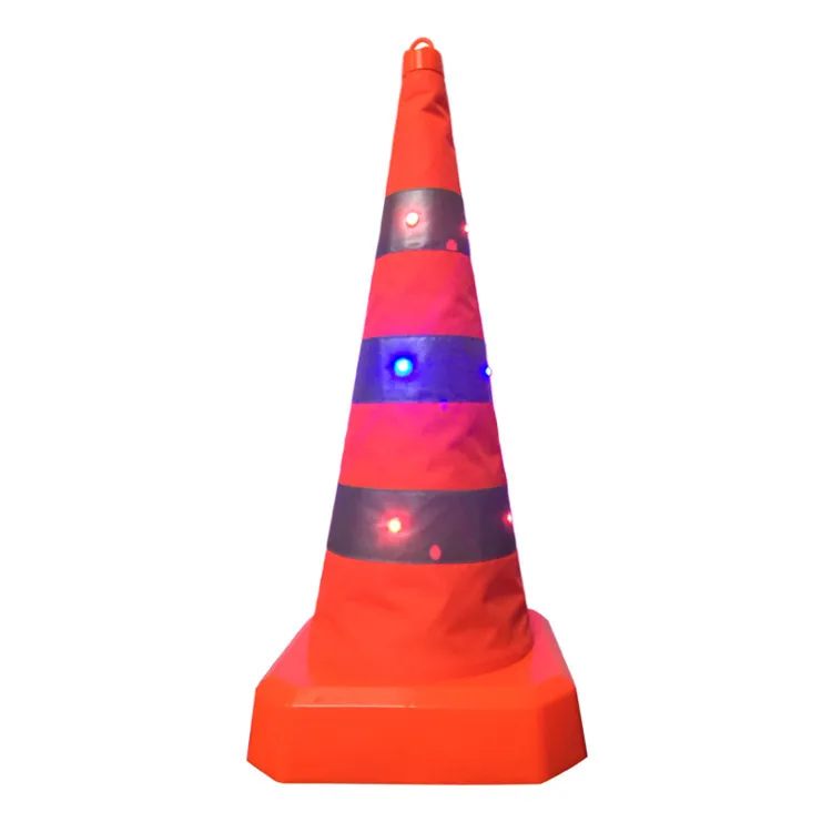 LED Flashing Warning Light Portable Foldable Expandable Safety Cone Retractable Road Cone Collapsible Traffic Cone