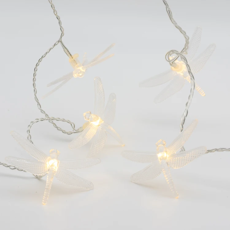 16L home decor indoor use battery powered LED string light plastic dragonfly