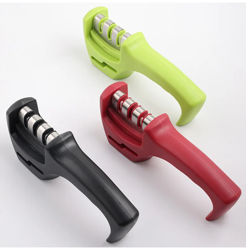Three-Stage Ceramic Diamond Knife Sharpener - Handheld Kitchen Tool