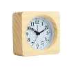 Wood Made Modern Small Square Silent Analog Bedroom Bedside Table Desk Wooden Alarm Clock