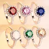 Customizable 925 Sterling Silver rings with Opal Ruby Aquamarine Crystal Emerald Champagne gemstone Jewelry