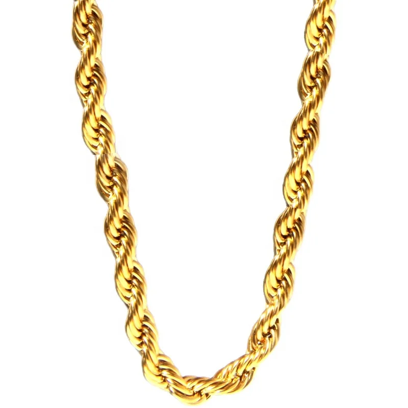 Xinfly Summer Custom 6mm Thick Pure 18k Real Yellow Gold Twisted Au750