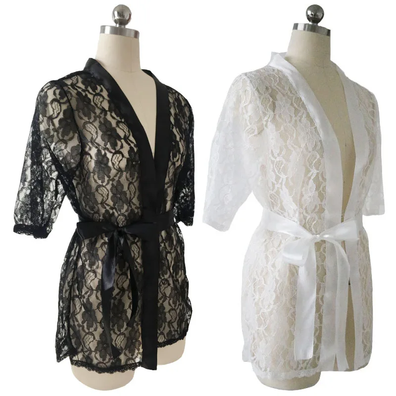 Women's Kimono Robe Lace Babydoll Bridal Lingerie Sheer Mesh Nightgown - Buy Women's Kimono Robe