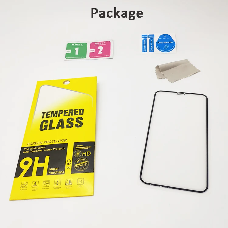 2020 Wholesale 9D 9H Silk Print Anti-Scratch Mobile Phone Tempered Glass Screen Protector Film for iPhone 11 11Pro XR XS X