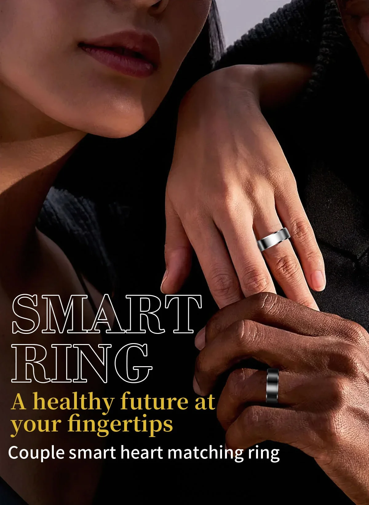 LA380 Smart Ring IP68 Waterproof Heart Rate Blood Oxygen Monitoring Sleep Tracking Remote Control Ceramic Case Android iOS