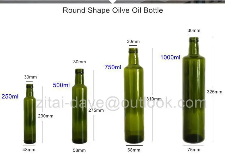 Wholesale 250ml dark green marasca glass bottle olive oil bottle