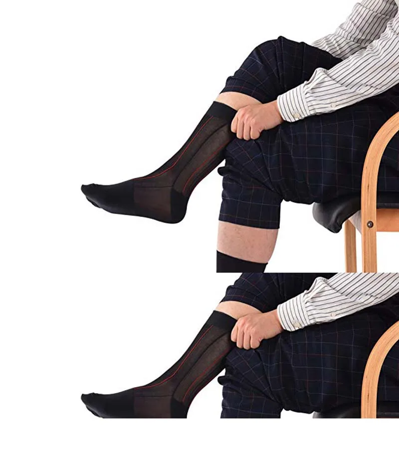 mens mid-calf silk sheer trouser dress socks cool for summer