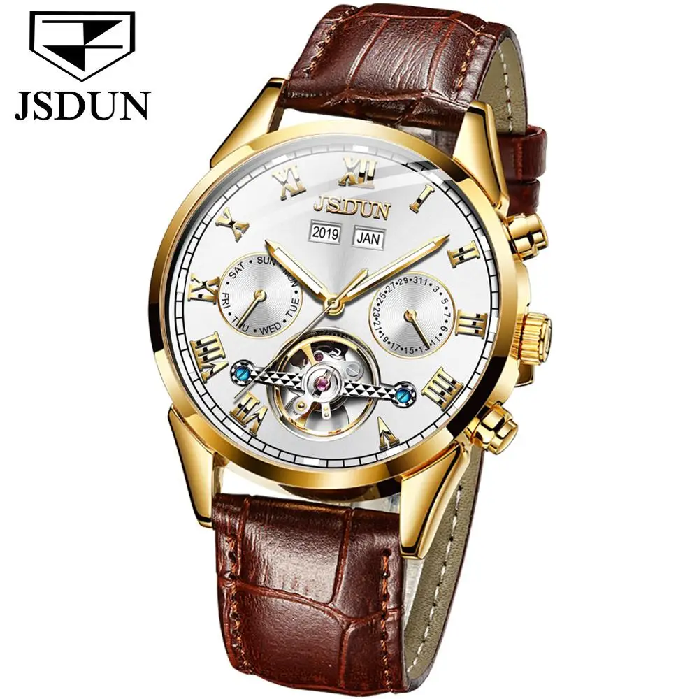 Men Hand Watch Luxury Brand Jsdun Automatic Mechanical Watch Water  Resistant Genuine Leather Calendar Relojes Men Clock - Buy Men  Watch,Mechanical Watch,Hand Clock Men Product on Alibaba.com