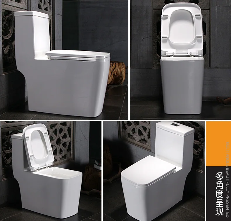 Sanitary Ware Ceramic Wc Square One Piece Siphonic Bathroom Toilet  1011