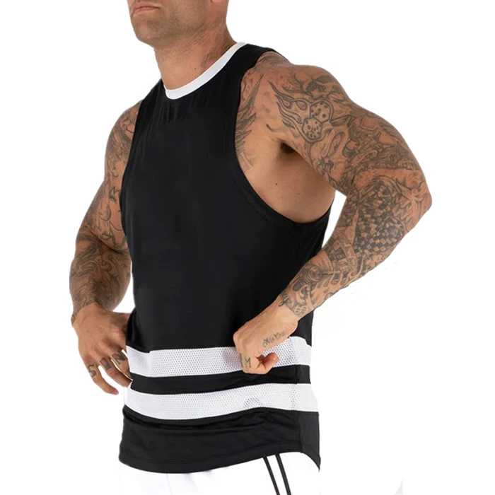 Wholesale New style Two Tone Men Gym Tank Top Design Your Own Printing Running Vest With Private Label