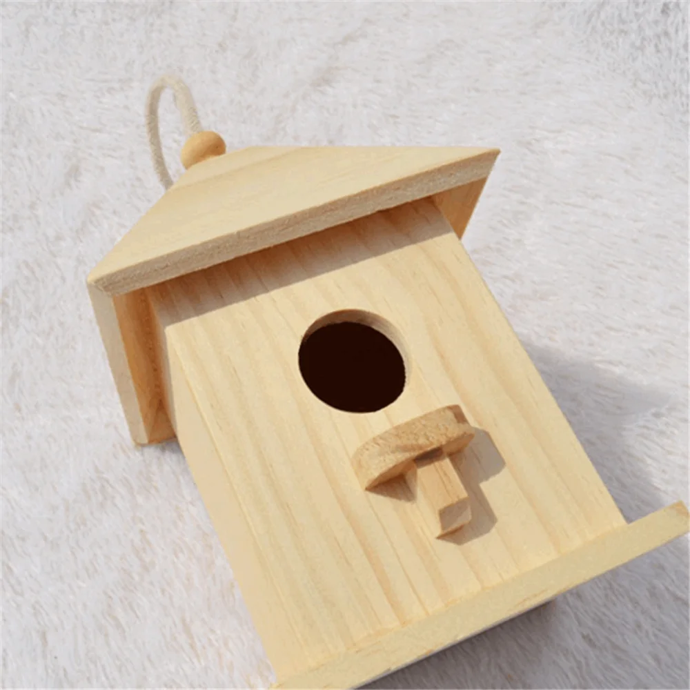 Creative handmade hanging decorative kids DIY painted toy factory wholesale bird house kit diy wood