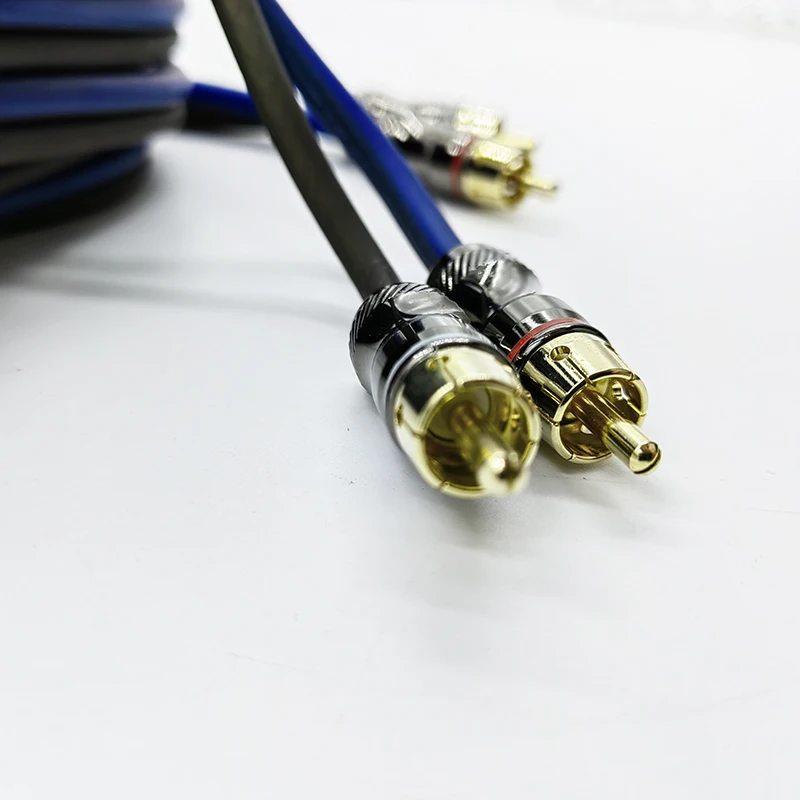 High Quality Car Audio & Amp Video Rca Cable Blue Black 5m Al+ Copper Braid Double Shield Car
