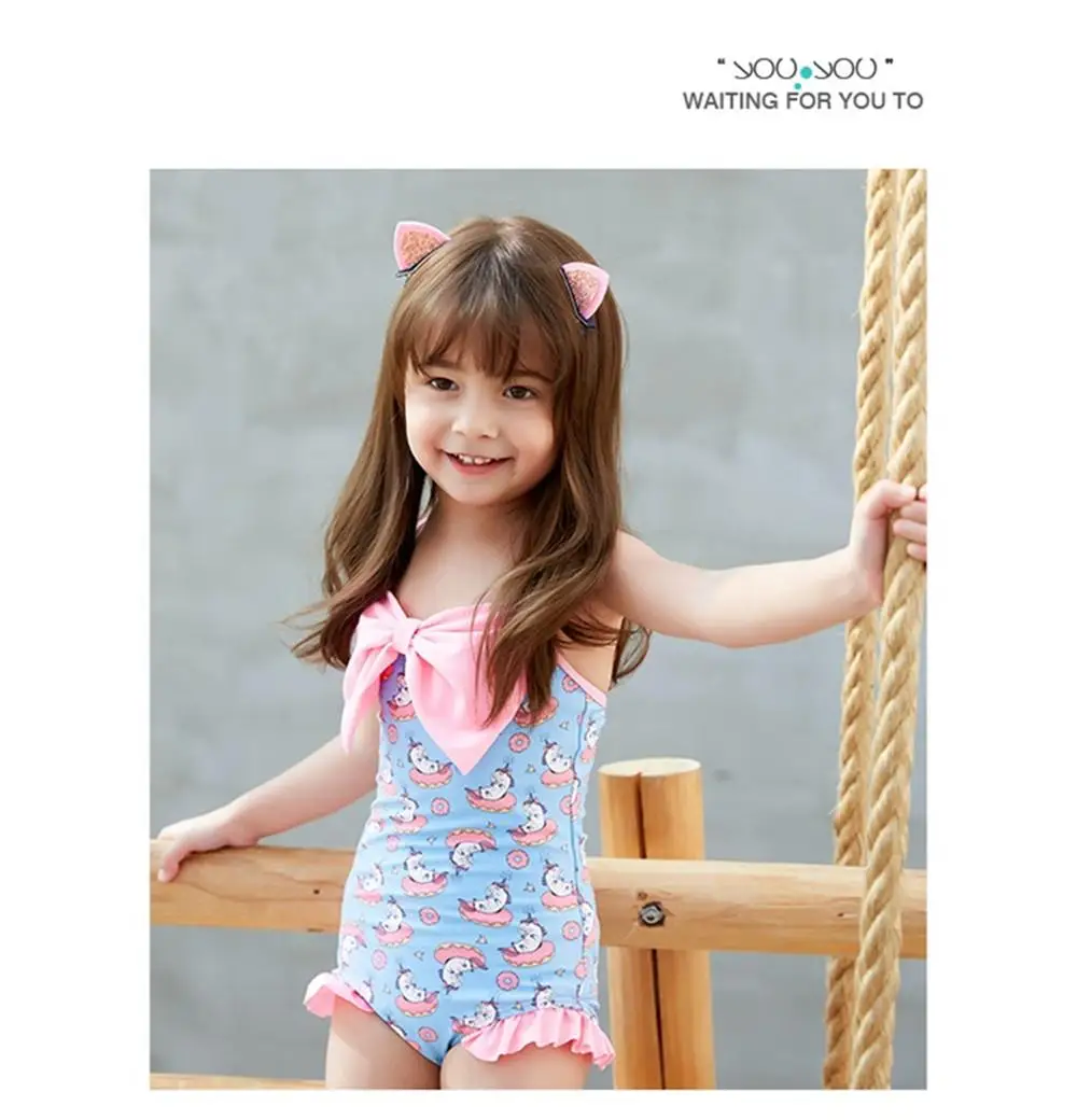 Kids Swimwear Cartoon Unicorn Print Cute Girl Swimsuit One Piece ...