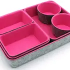 Sturdy Pink Office organizer bins felt drawer divider boxes for Jewelry Cosmetic