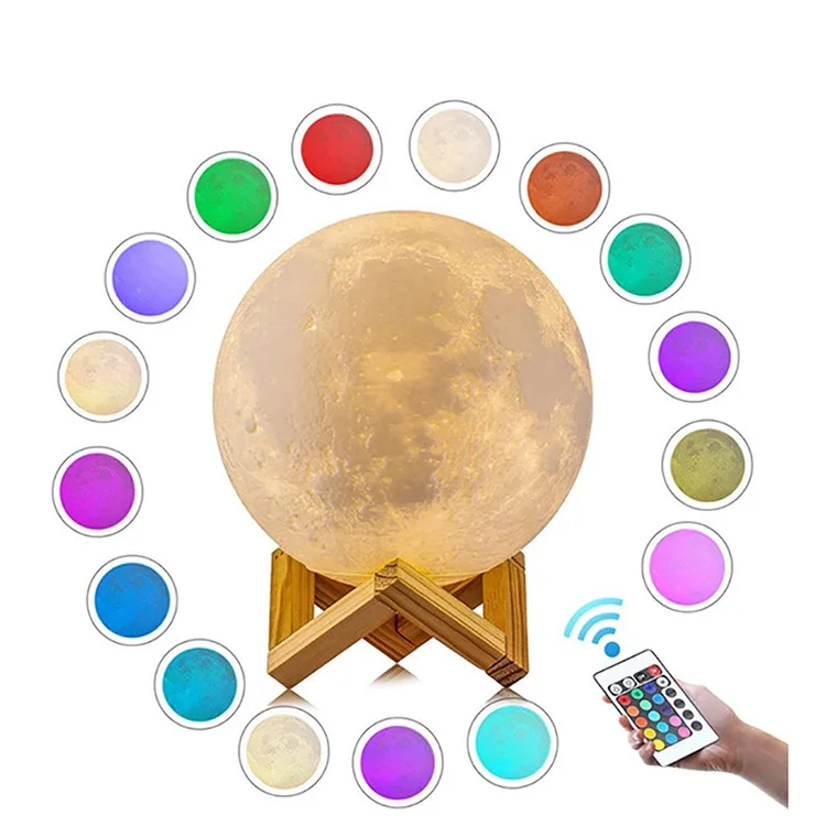 New Design USB Rechargeable Remote Touch Control RGB Night Light 3D Globe Led Moon Lamp