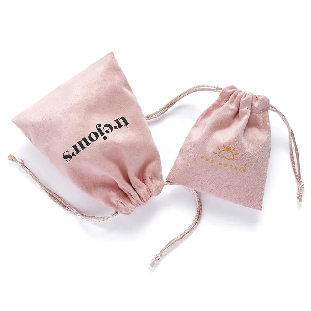 Pandasew 8*10 Cm Fine Pink Flannle Bags With Logo Customized Drawstring ...