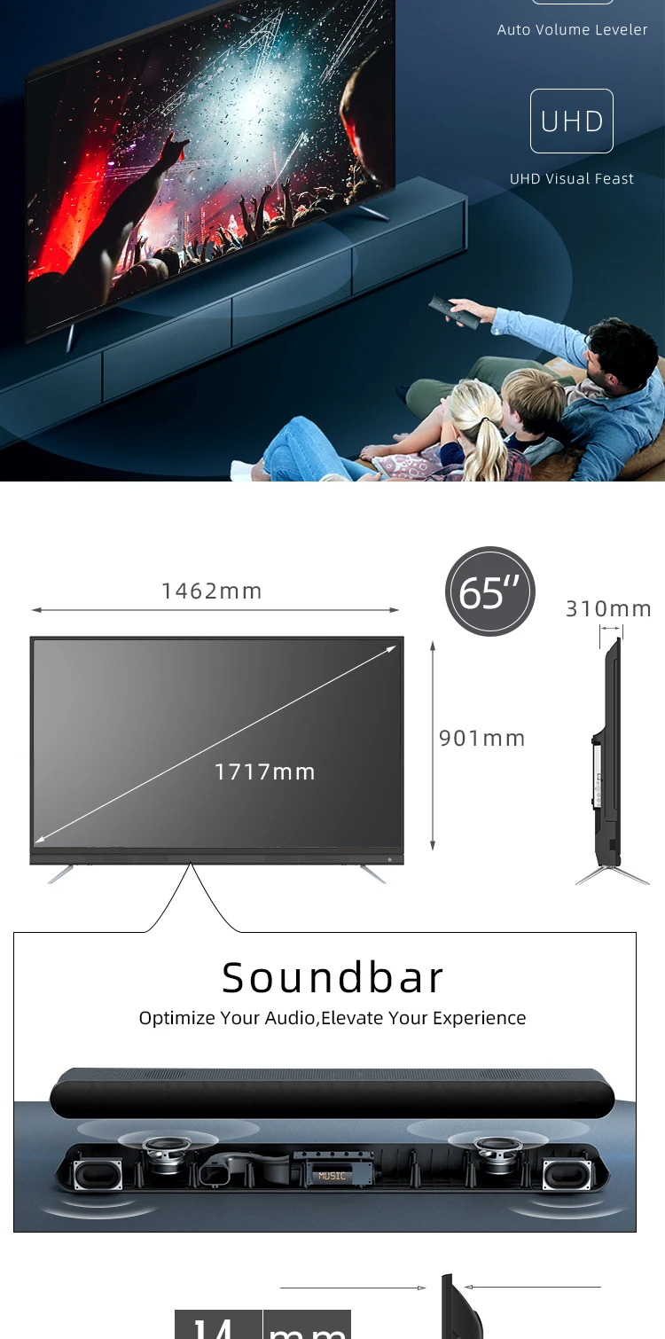 A+ Grade Panel Android Smart Tv Android 9.0 Sound Bar 65" Led Tv Buy