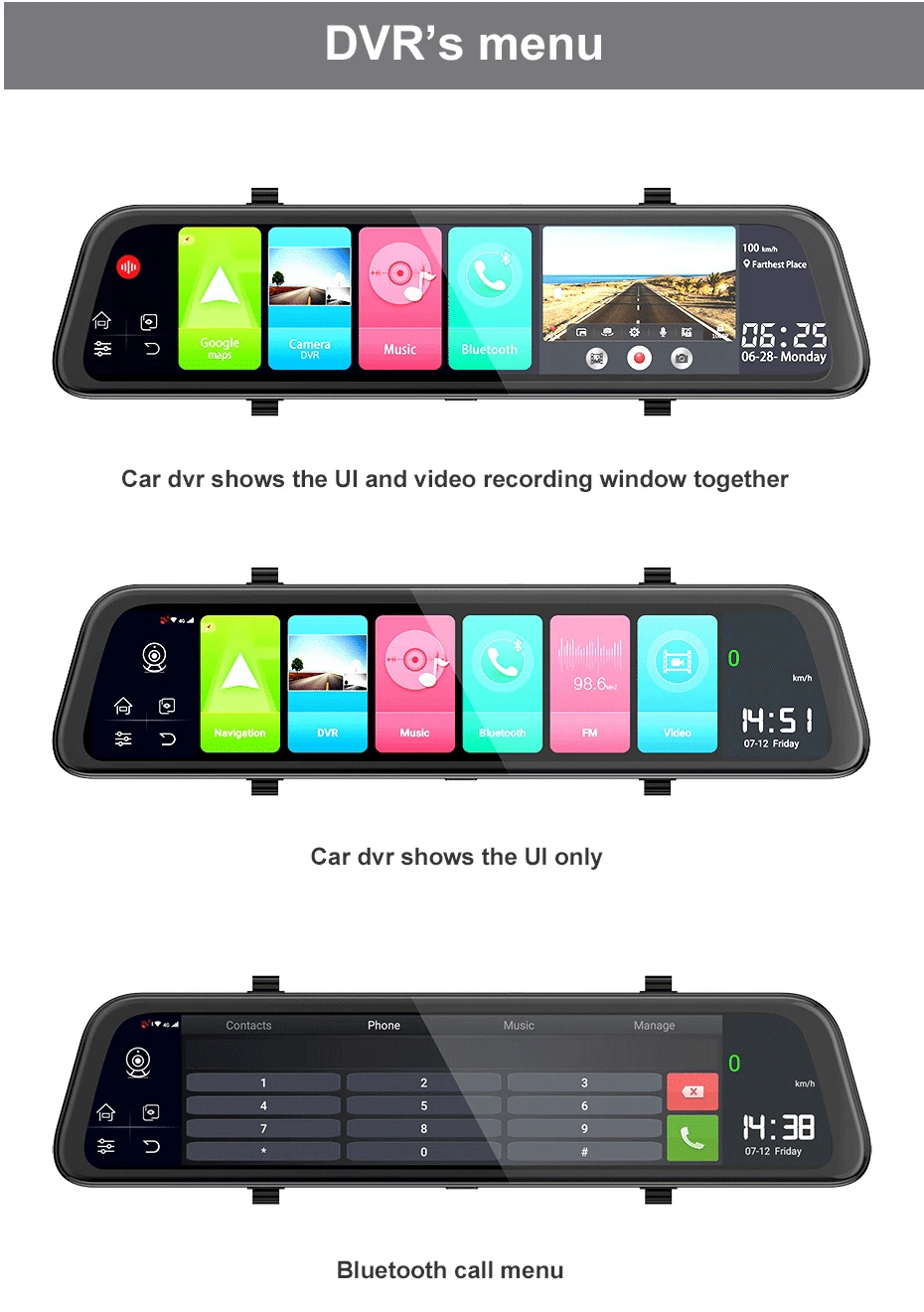 12 4G WiFi Android 8.1 Car DVR Rearview Mirror Dash Cam 2G+32G Navigation ADAS Video Recorder 