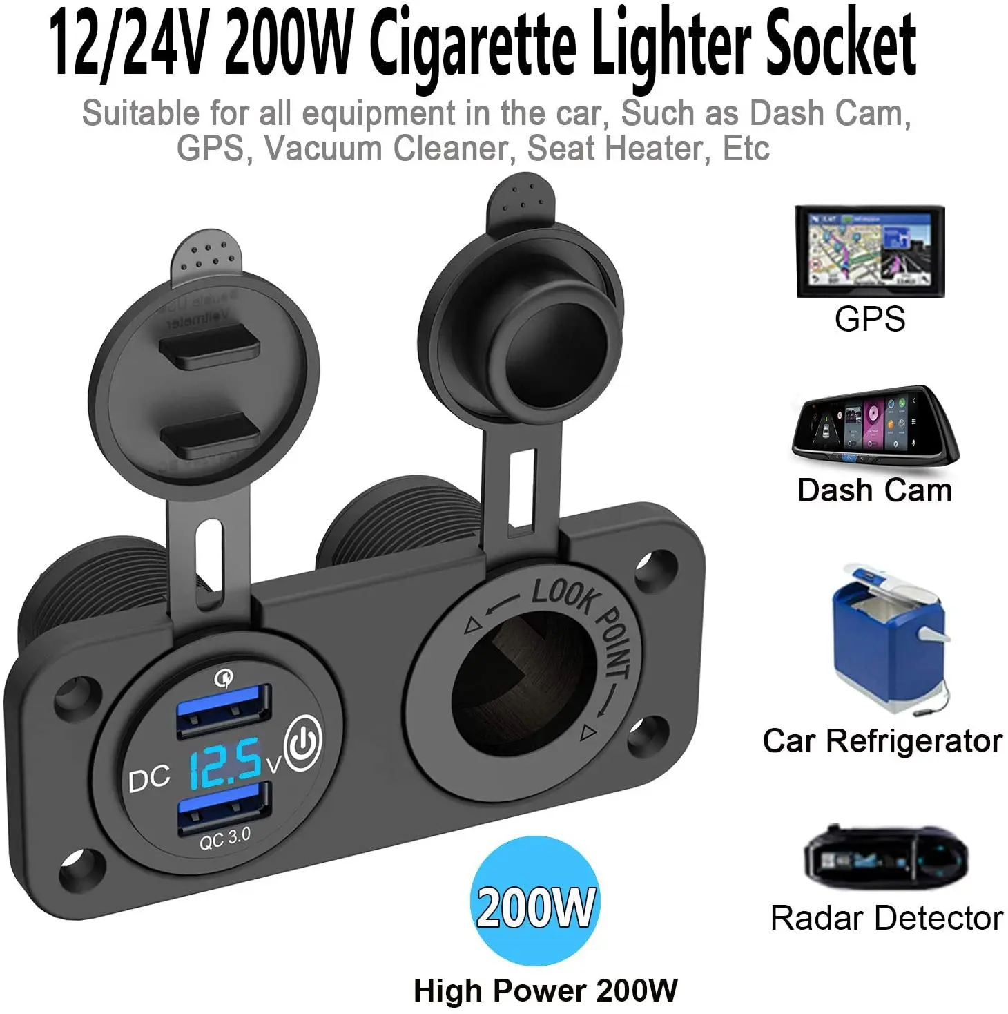 12v/24v Panel Mount Dual Usb Socket With Led Voltmeter And Touch Switch ...