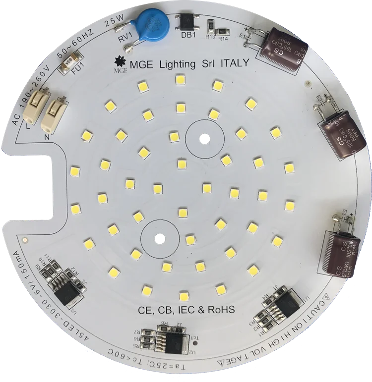 5-Year Warranty CB CE IEC Certificated 156LM/W 25W Ra70 190-260V 50/60Hz DOB AC LED Module for LED Downlight, Rubicon Capacitor