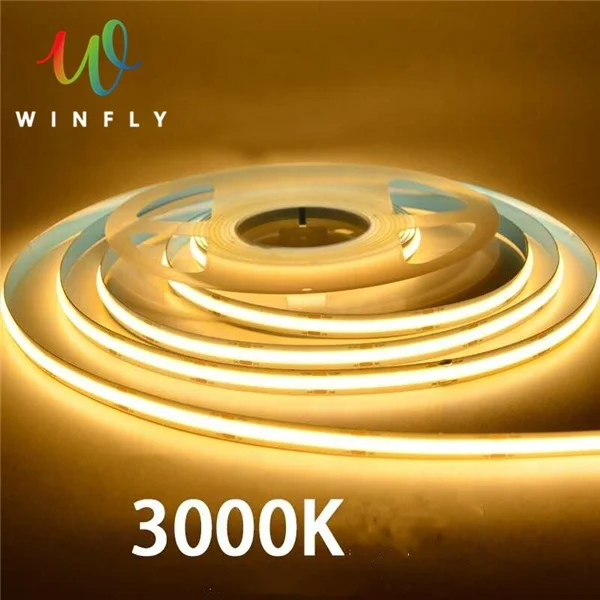 3000k Warm White 360 leds 10mm width Low voltage Flexible Led Tape 12V 24V Waterproof COB Led Strip light high brightness