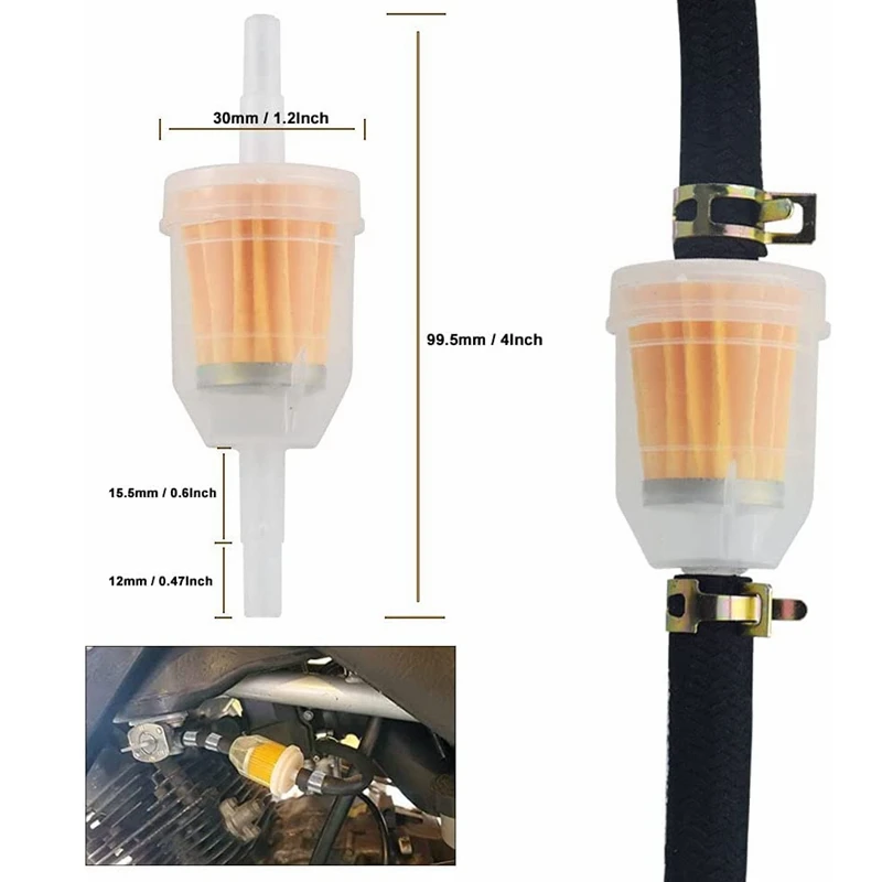 Lawn Mower Fuel Line 6ft 1/4 Inch Id Fuel Line Set + 5/16 Inch Filters + 2/5" Id Hose Clamps
