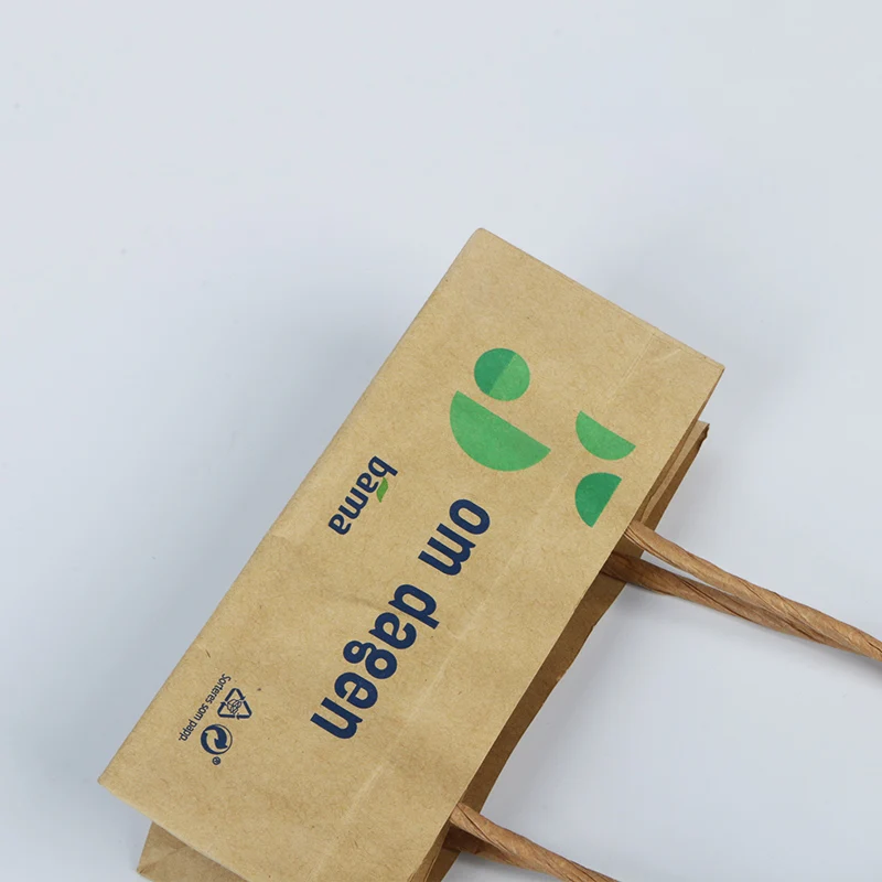 mini paper bag snack french fries recycled bag package brown kraft with twisted handle