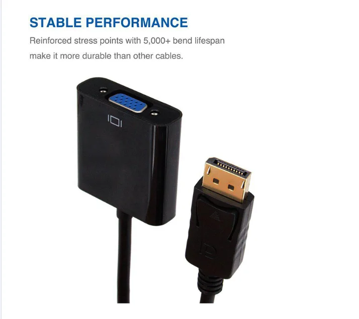 made in china OEM High Quality Display Port V1.1 DP to VGA Converter Adapter Cable Computer PC to Videos Display Extension cord - ANKUX.COM