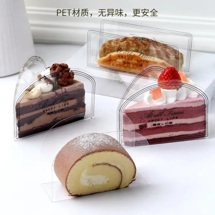 Slice Container Rectangle Clear Plastic Container Rectangle Triangle Mousse Slice Wrapped Around ...