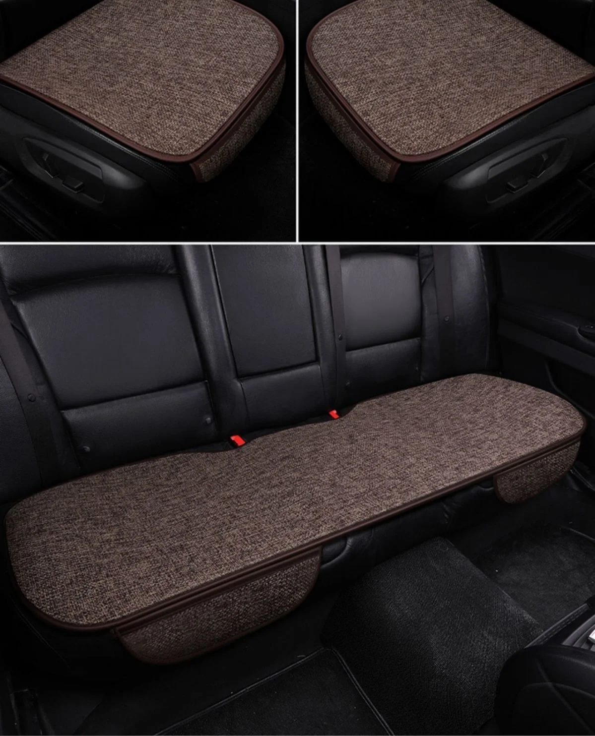 Universal Four-Season Car Seat Cushion Set Breathable Cotton Linen Rear Single Seat for Summer Use manufacture