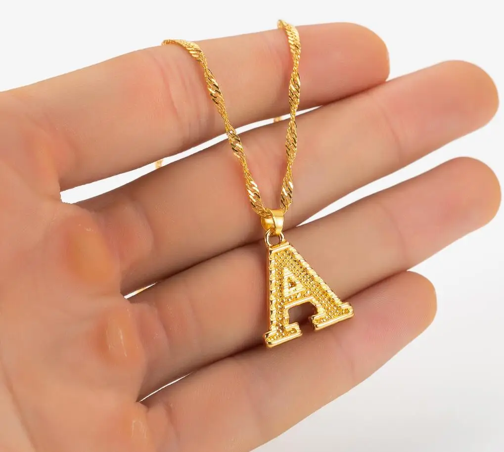 Wholesale Jewelry Alphabet Letter Gold Pendant Custom Plate Name