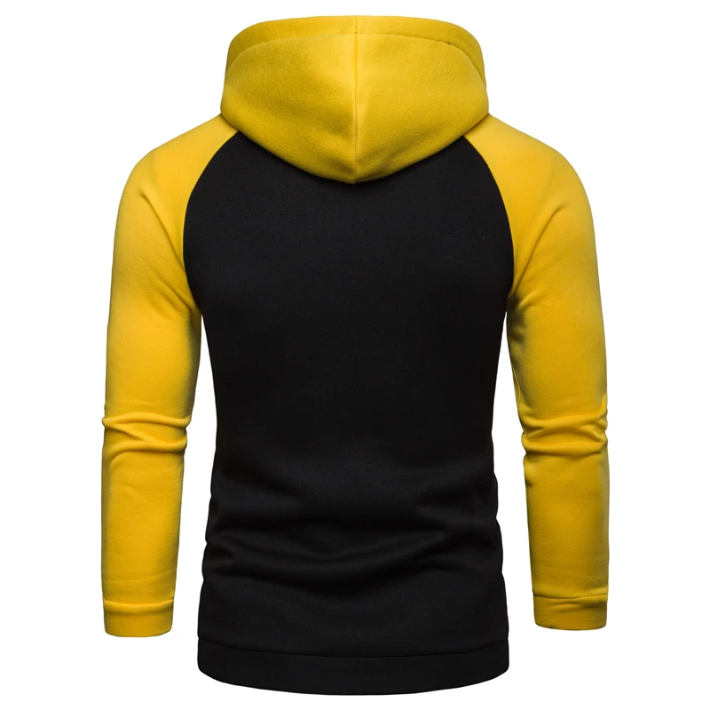 Slim Fit Fashion Casual Hoodies Stitching Hooded Sweatershirt Pullover ...