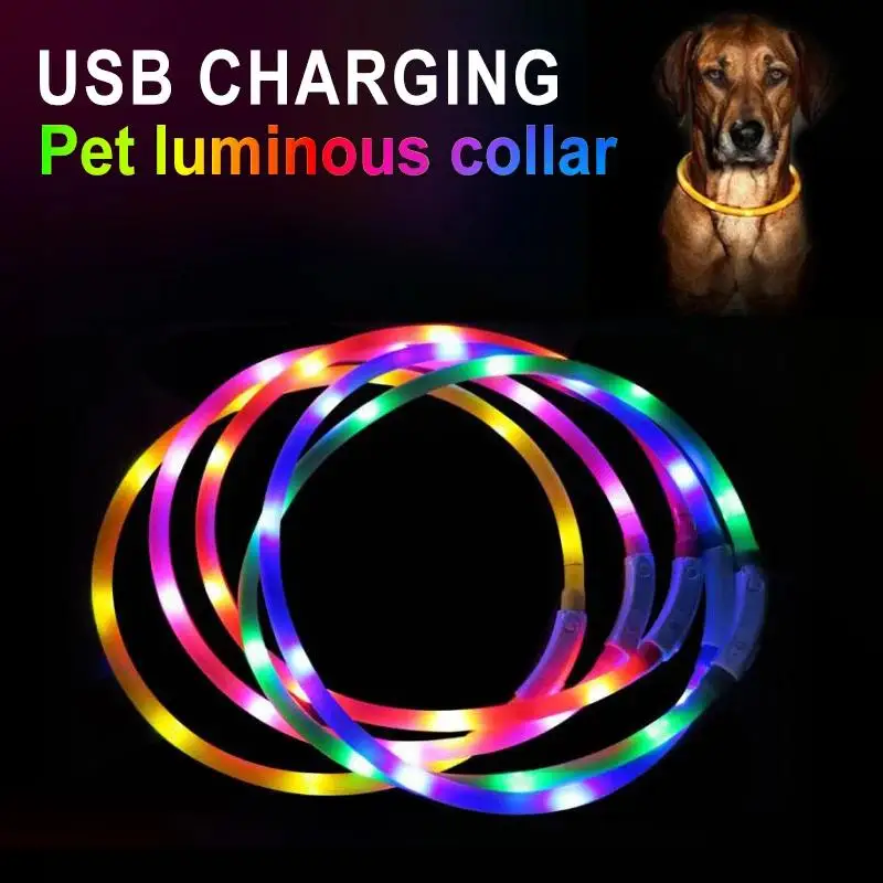 LED Dog Collar Light USB Rechargeable Glowing Dog Collars Luminous Pet Flash Night Charging Collars For Small Medium Large Dog