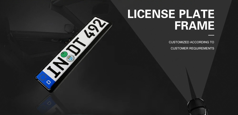 Standard Black Euro Car License Plate Holder - Universal Mounting Frame/Bracket