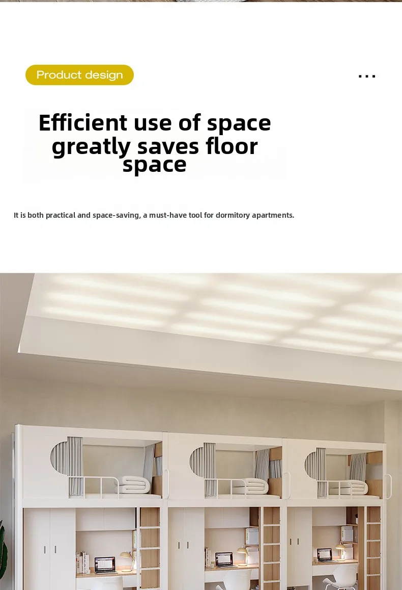 product modern design college dormitory iron frame bunk bed upper lower table loft bed metal apartment bed-14