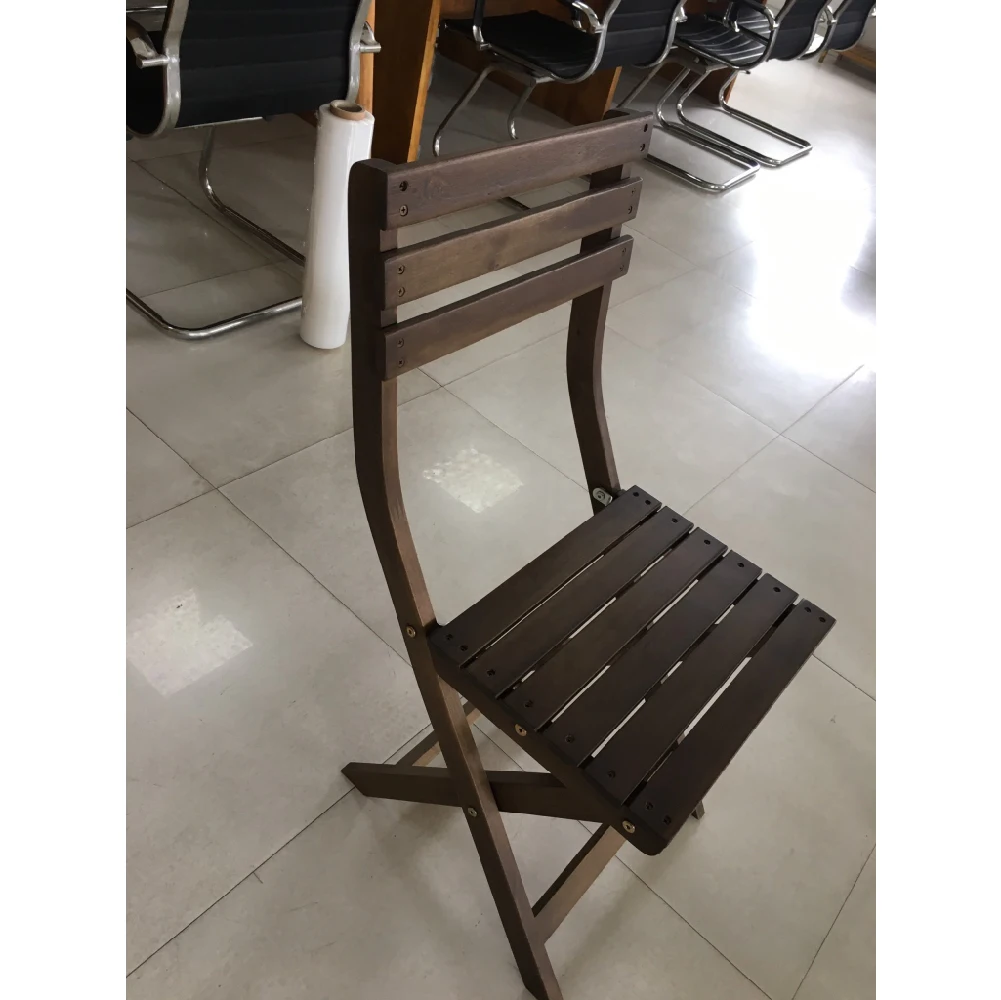 Set Acacia Wooden Bistro Table And Chair With Brown Color Outdoor