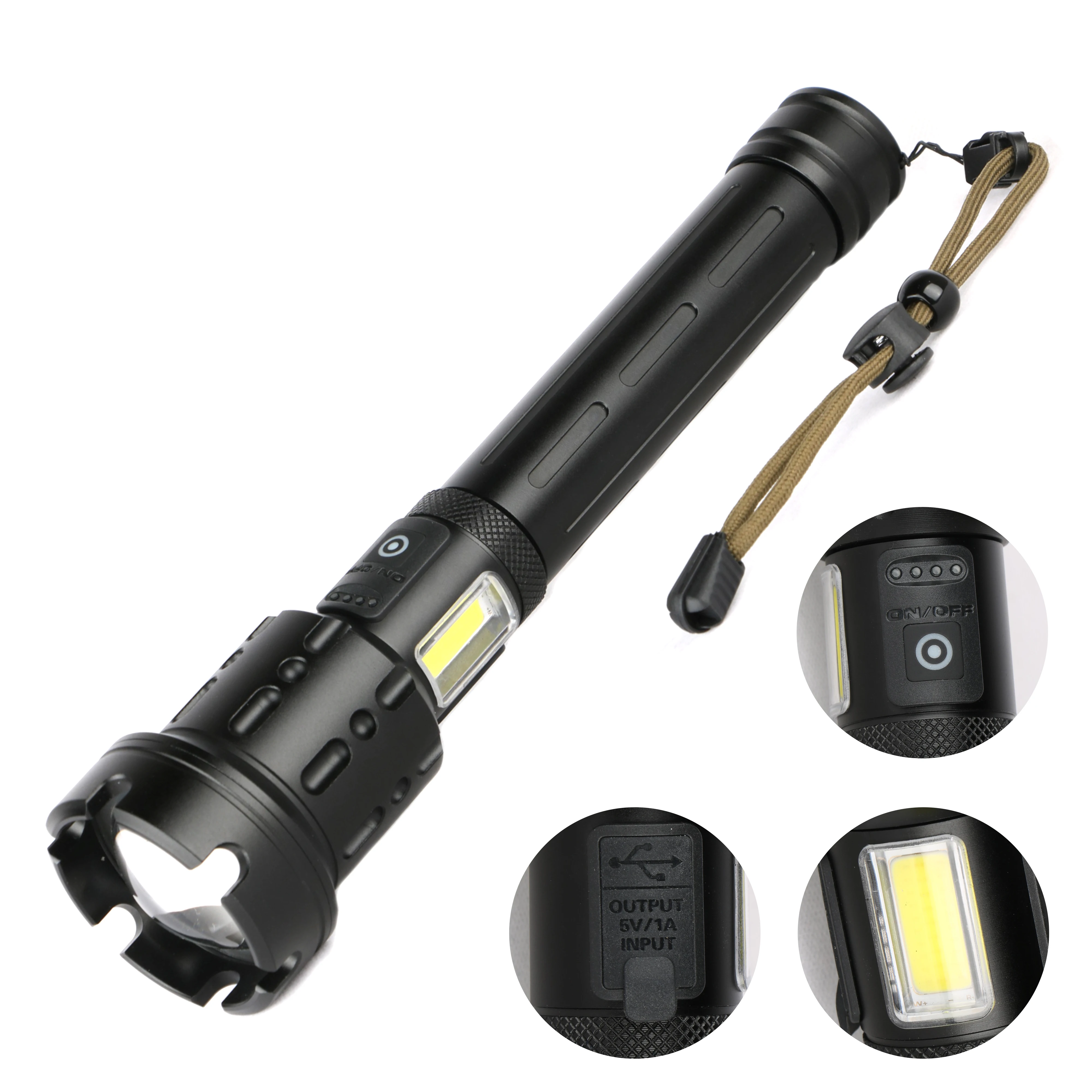 Rechargeable Flashlight XHP90 Long Distance Torch Light for  camping/fishing flashlight