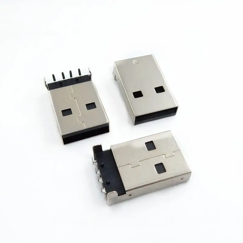 20pcs USB 2.0 4Pin A Type Male Plug SMT Connector Black SMD Data TransmissionHIC 