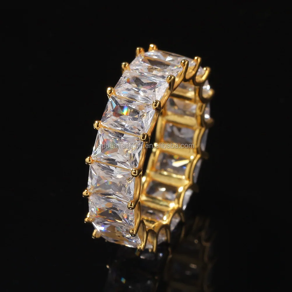 Baugette Rapper Ring Baguette Ring 925 Sterling Silver CZ Diamond Cut Zirconia