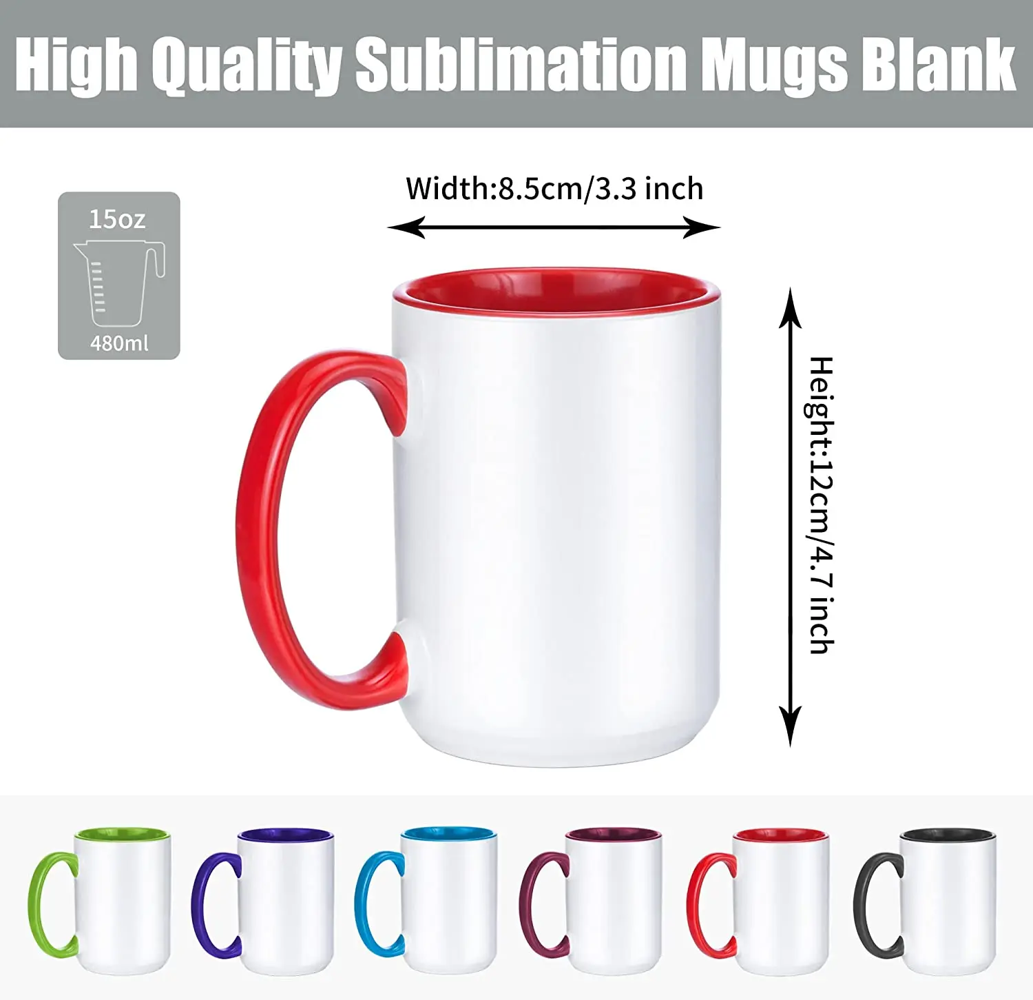 Blank Custom 15 Oz Colored Mugs Sublimation Coated Ceramic Mug As Diy ...