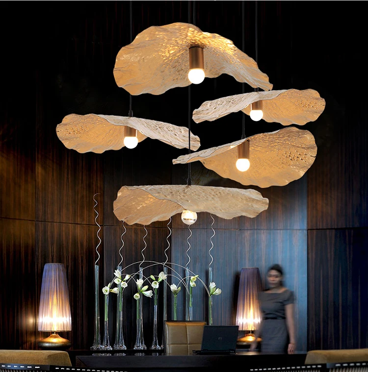 Nordic Lotus Creative  Hanging Lamps Modern Light Luxury Cafe Dining Light Fixtures lotus Leaf Decoration Bedroom Pendant Light
