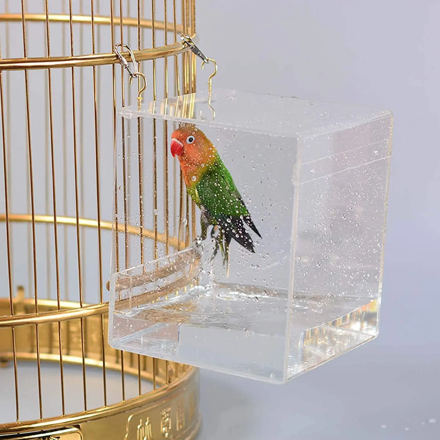 Cube Bird Bathtub Bath Box Cage Accessory for Bird Parrots Crested Myna S 