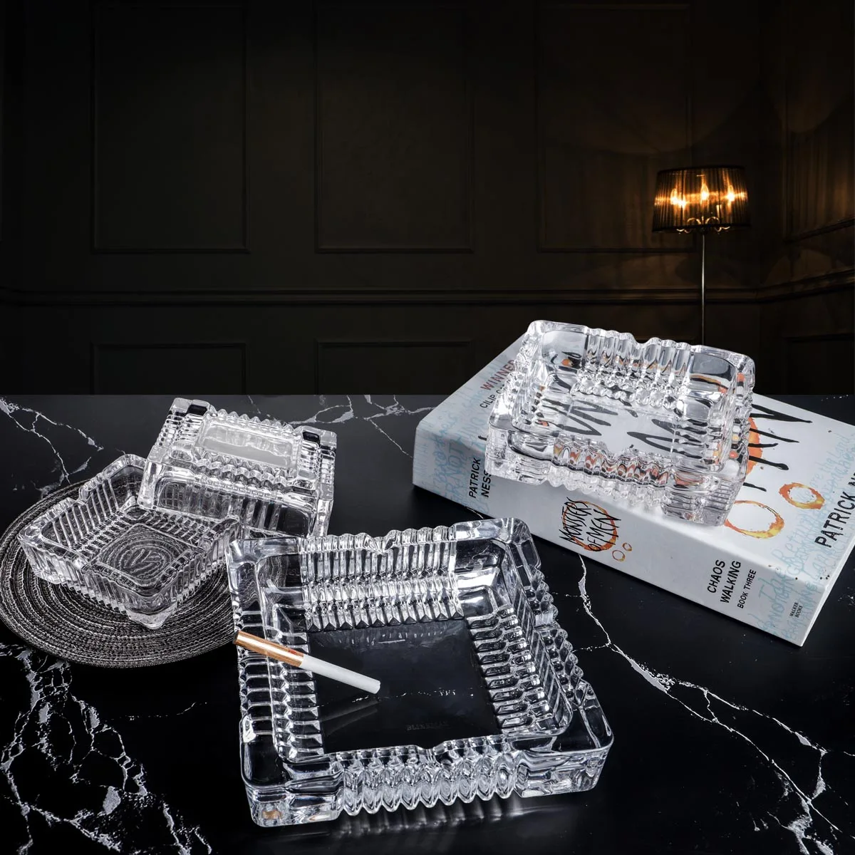 Wholesale Custom Ashtray Square Glass Cigar Ashtray Crystal Glass