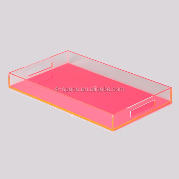 Restaurant Clear Rectangle Acrylic Tray With Removable Paper Slot