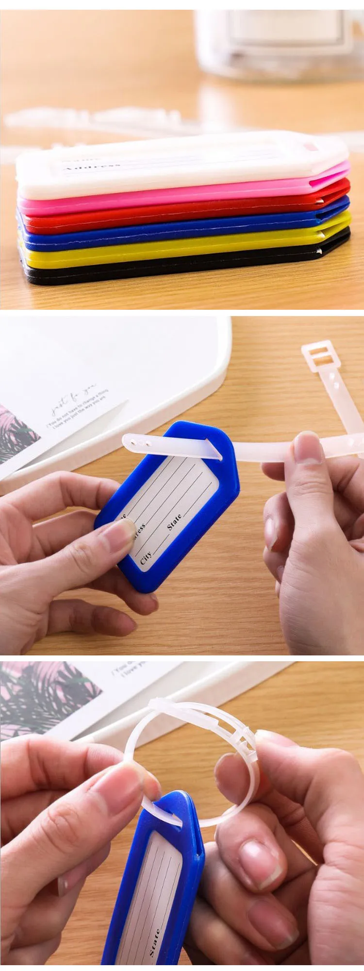 可定制行李配件塑料行李标签与标志糖果颜色手提箱悬挂