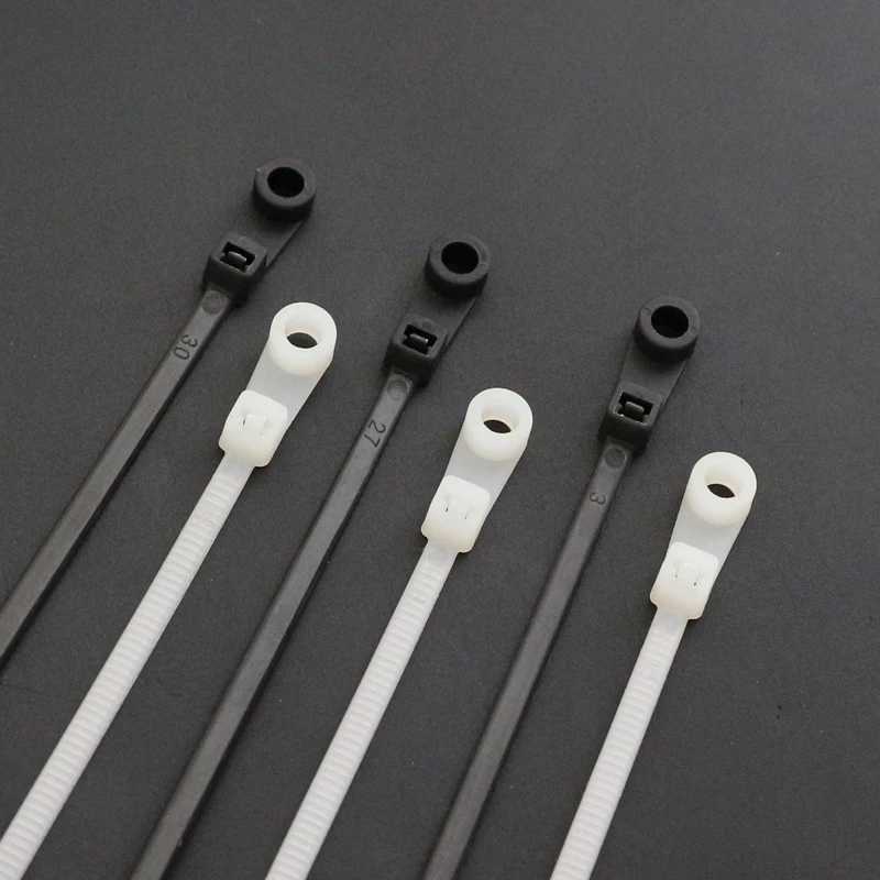 100 Pieces Fixed Head Selflocking Nylon Cable Ties 5x250mm Light White